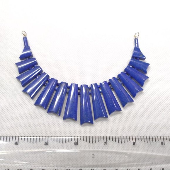 Lapis Lazuli Vintage Choker Necklace With Earrings, Stone Jewelry Set, Vintage - Picture 9 of 14